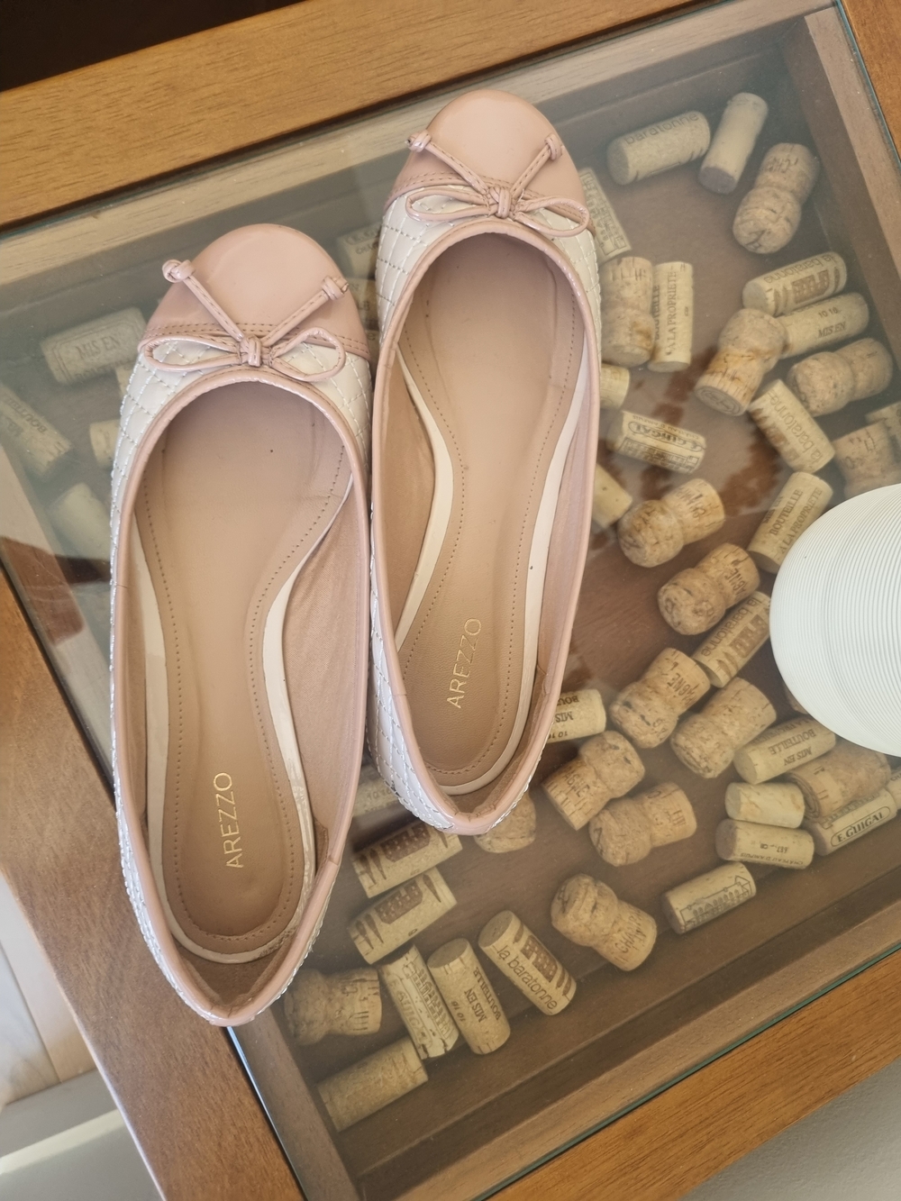 Quilted Pink Ballet Flats with Bow - Picture 2 of 4